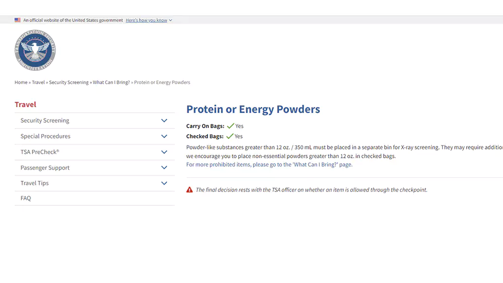 Tsa Protein Powder Regulations